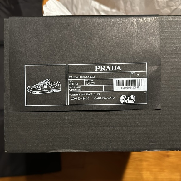 Prada - Downtown Patent Leather Sneakers - Chalk / White - Size 7 (8 US) - NEW - Picture 15 of 16